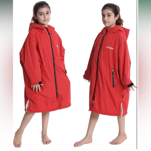 NWOT Hiturbo Warm Kids Oversize Swim Parka: Waterproof Changing Robe,Size 7 - 14 - Picture 5 of 11